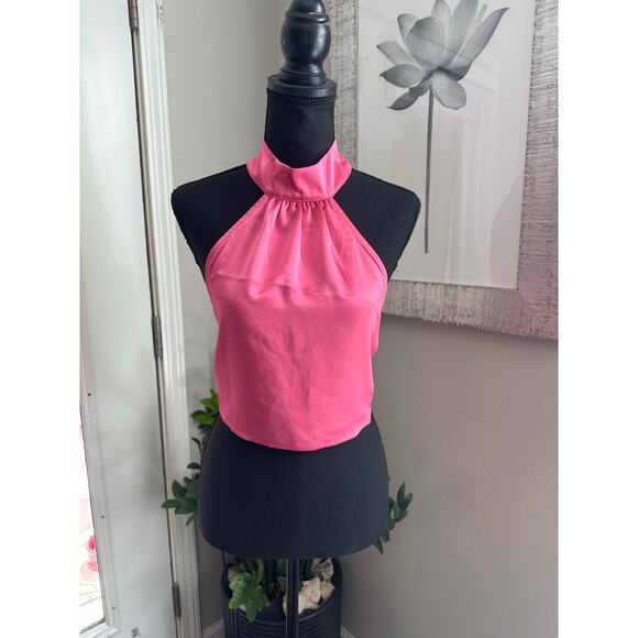WEWOREWHAT Revolve Hot Pink Open Back Halter Top Sz. Large - Picture 1 of 9